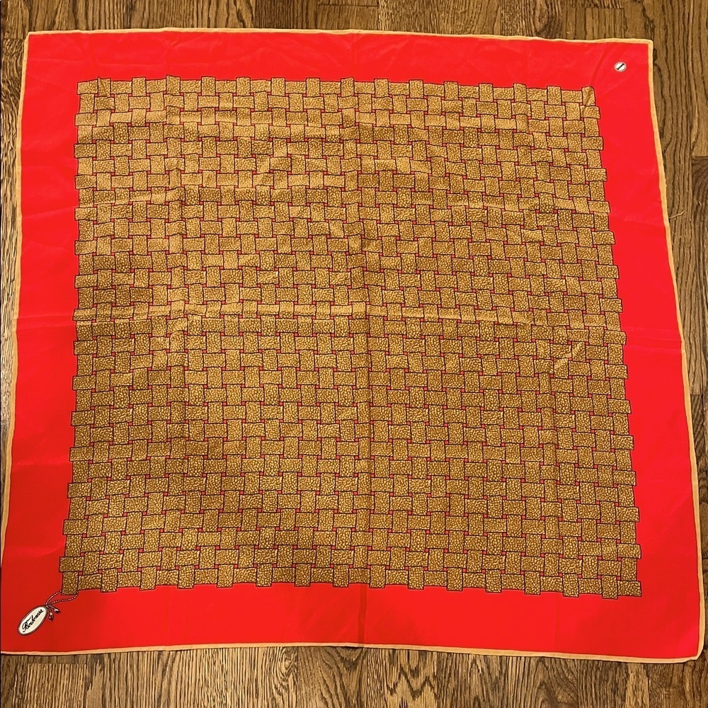 Vintage Borbonese Elegant Red and Gold Scarf
